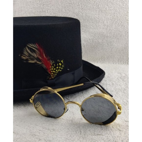 Texsun Eyewear Accessories Sunglasses Round Metal Steampunk Gold